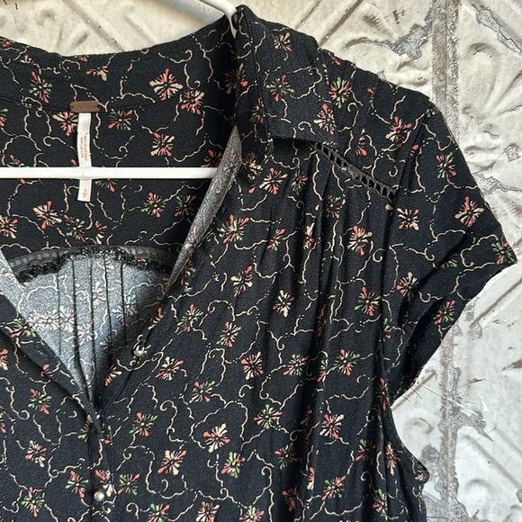 Free People Pants - Free People floral black collared boho cottage core romper